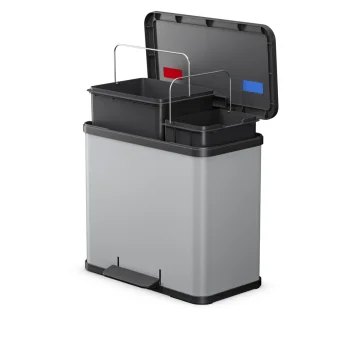 Hailo Öko duo Plus L 26L (17+9L) Pedal Recycling Bin, Light Grey Matte