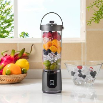 Portable USB Blender 500ml Smoothie Maker with LED Display, Grey