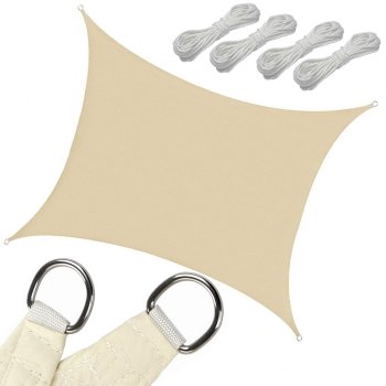 Rectangular Sun Shade Sail, Waterproof Awning 4x3m, Cream