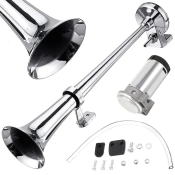 Air Horn with Compressor, 12V, 150dB, Chrome