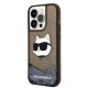 Karl Lagerfeld iPhone 14 Pro Case Liquid Glitter Choupette Black