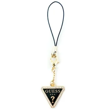 Guess Phone Strap Triangle Diamond Charm with Rhinestones, Gold/Black