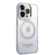 Guess iPhone 14 Pro Case Gold Outline MagSafe, Purple