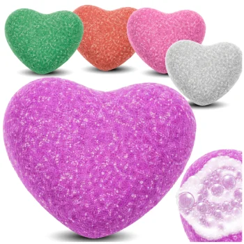 Heart-Shaped Bath Bombs for Kids and Adults, 6 Pcs