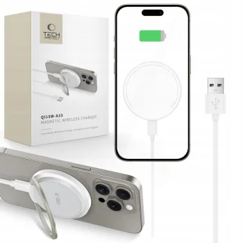 Tech-Protect QI15W-A33 Wireless Charger with MagSafe and Stand - White