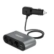 Dudao Car Charger with 3-Way Cigarette Lighter Splitter and 2x USB, Black