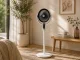 Adjustable Floor Fan with LED Display, Remote Control and Oscillation, White/Black