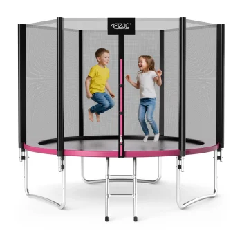 4Fizjo CLASSIC Kids Garden Trampoline, 312 cm (10 FT), Pink/Black