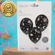 Bakalu Latex Balloons with Fluo Star Stickers, 3 Pcs, Black