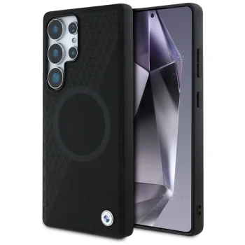BMW Leather Half Textured MagSafe Case for Samsung Galaxy S25 Ultra, Black