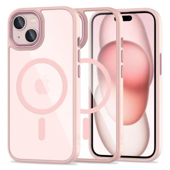 Tech-Protect iPhone 15 Case MagMat MagSafe, Clear Pink