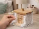 Bathroom Organizer and Cotton Bud Holder with Wooden Lid