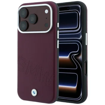BMW Sign Inclined Deboss Letters MagSafe Case for iPhone 17 / 18 Pro Max - Burgundy