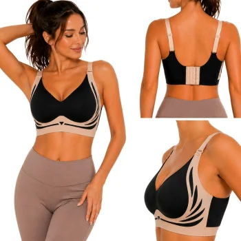Women's Seamless Push Up Sports Bra, Black, Size XL