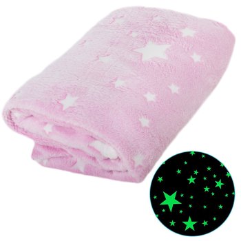 Soft Glow in the Dark Throw Blanket for Bed 150x200 cm, Pink