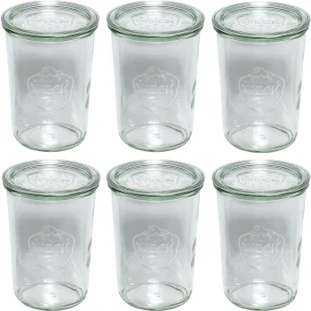 WECK Mold Jar 850 ml Glass Jars with Lids, Set of 6