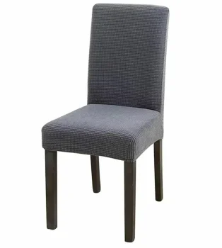 Universal Stretch Velvet Dining Chair Cover, Dark Grey
