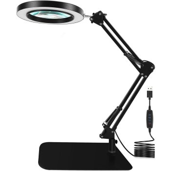 LED Magnifying Desk Lamp with 3x Lens, Black