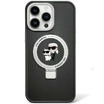 Apple iPhone 15 6.1" Karl Lagerfeld Ring Stand Karl&Choupette MagSafe Case Cover (KLHMP15SHMRSKCK), Black