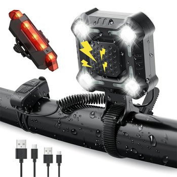 Rechargeable LED Bike Light Set with Electric Horn
