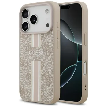 Guess 4G Printed Stripes MagSafe Case for iPhone 17 Pro, Pink