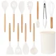 Kitchen Utensil Set, 12 Pieces, White/Brown