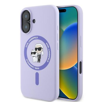 Karl Lagerfeld Silicone KC Heads MagSafe Case for iPhone 16 Plus Purple