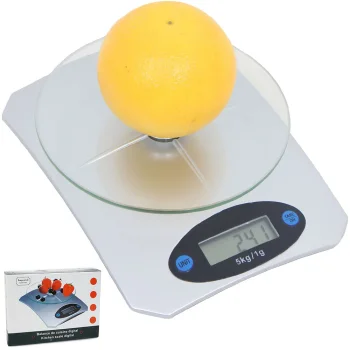 Electronic Kitchen Scale with Glass Platform and LCD Display, 5 kg / 1 g