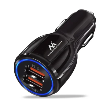 Maclean MCE478 B Car Charger, 2x USB, Quick Charge 3.0, 30W, Black