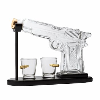 Gun Whiskey Decanter Set with 2 Glasses for Liquor Bourbon
