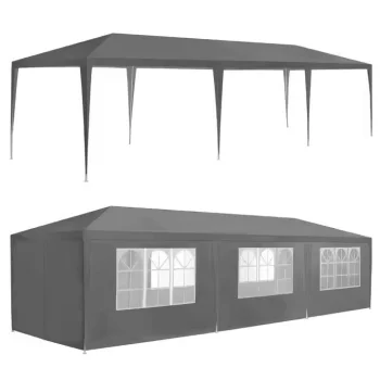 Garden Pavilion Party Tent 3x9m 8 Walls MultiGarden, Grey