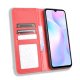 Xiaomi Redmi 9A PU Leather Retro Style Wallet Protective Cover Case, Red