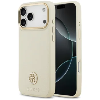 Guess Grained Strass Logo MagSafe Case for iPhone 17 Pro Max, Beige
