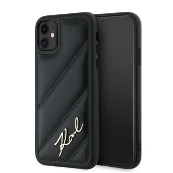 Karl Lagerfeld iPhone 11 / XR Case Diagonal Quilted Script, Black