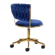 Beauty Salon Velvet Swivel Chair 4Rico QS-GW01G, Navy Blue