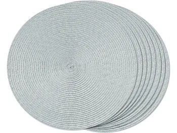 Round Braided Table Placemat, Grey, 38 cm