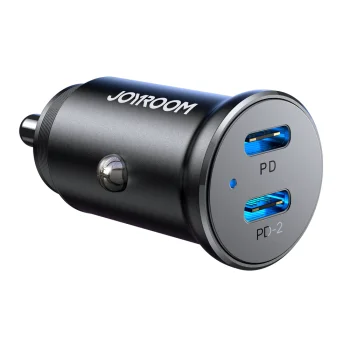 Joyroom JR-CCN06 30W Metal Mini Car Charger 2x USB-C, Black