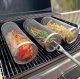 Lockable grilling basket for vegetables, fish, and meat, silver