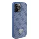 Guess Leather 4G Triangle Strass Case for iPhone 15 Pro Max, Blue