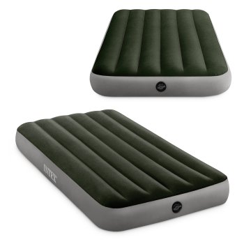 Intex 64170 Single Air Mattress, Velour, Camping, 191x99x25 cm, grey/green