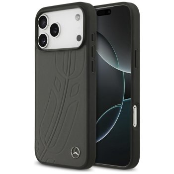 Mercedes Leather Large Laurel Leave MagSafe Case for iPhone 17 Pro Max Anthracite