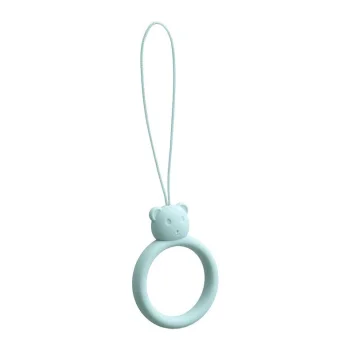 A Silicone Lanyard  A Phone Bear Ring On A Finger Skyblue