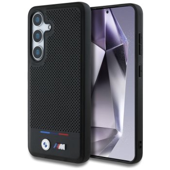 BMW Leather Tricolor Stripe MagSafe Case for Samsung Galaxy S25 Black