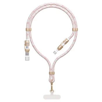 Dudao L20MAX 4in1 USB-A / USB-C / Lightning Cable & Lanyard 65W 1.5m, Pink