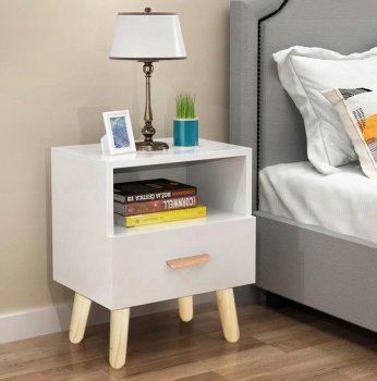 ModernHome Nightstand with Drawer Bedside Table, White
