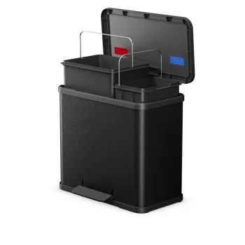 Hailo Öko Duo Plus L Recycling Pedal Bin 26L (17+9L), Matte Black