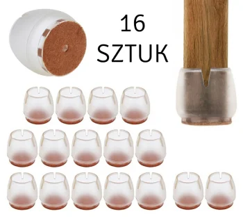 Silicone Furniture Leg Protectors with Felt, 17-21mm, Transparent, 16 pcs