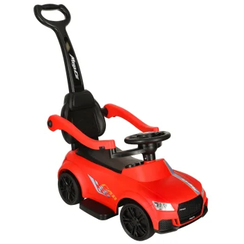 3-in-1 Kids Ride-On Push Car with Sound and Light, Red