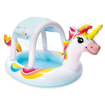 Inflatable Kids Pool with Canopy Intex Unicorn 58435, 254x132x109 cm