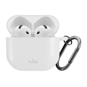 Puro Icon Case for AirPods 4 with Carabiner, White
